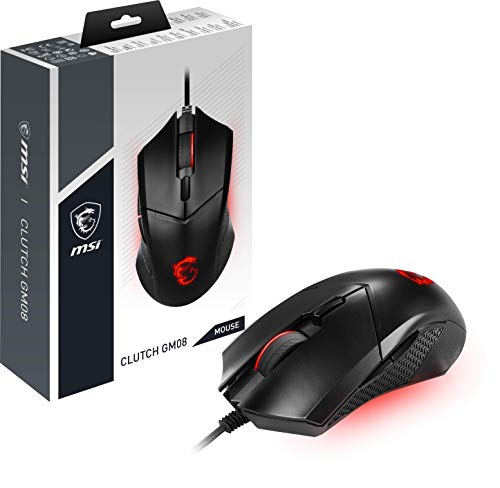 Ratón MSI Clutch GM08 – Ratón Gaming con Sensor Óptico 4200 dpi, Ajuste de Peso, RGB Rojo,
