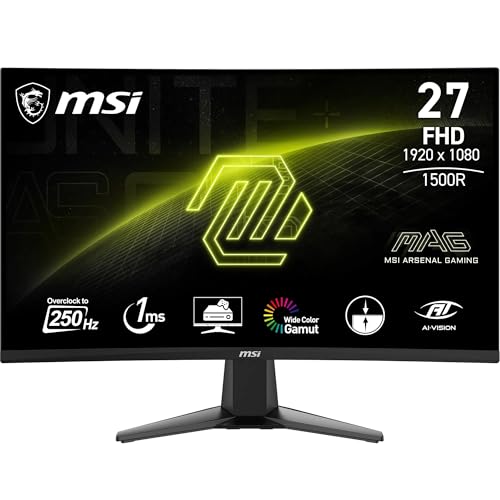 Monitor MSI mag 27C6F Monitor Curvo Gaming FHD de 27", 1500R 1920 x 1080 Panel VA rápido, 18