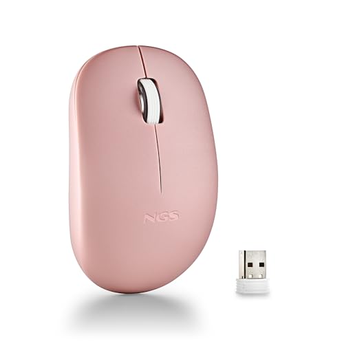 Ratón NGS Fog Pro Pink - Ratón Inalámbrico Óptico Silencioso 1000 dpi, Rosa