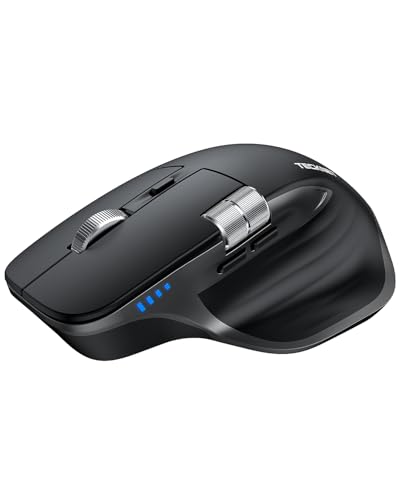 Ratón TECKNET Ratón Inalámbrico Bluetooth con Rueda Lateral, Recargable, Negro