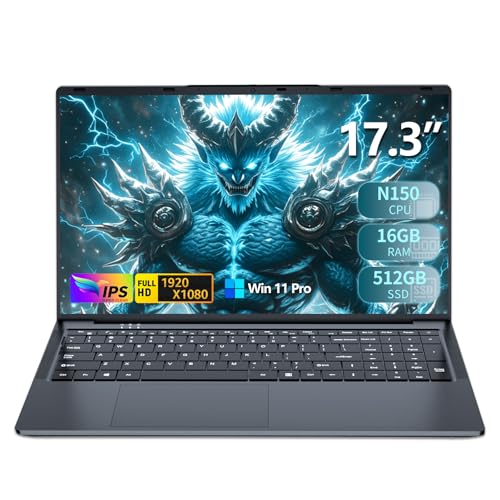Portátil DIAKUOE 17,3 Inch Ordenador Portátil, Win 11 PC Portatil 16GB DDR4 512GB SSD, Twin Lake 