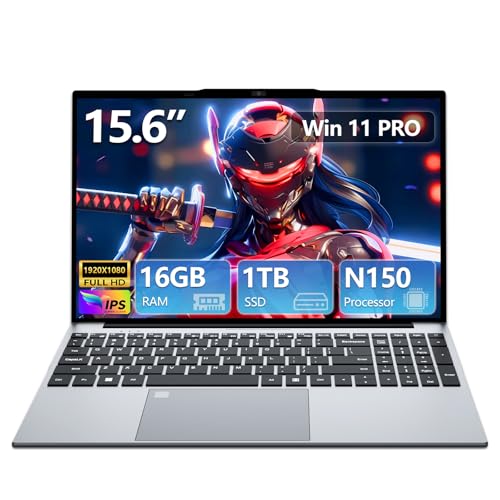 Portátil DIAKUOE 15,6 Inch Ordenador Portátil 13.ª Gen N150,16GB DDR4 SSD 1TB, Win 11 PC Portátil