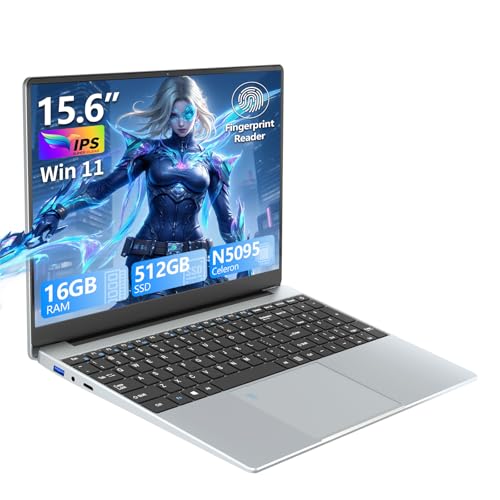 Portátil DIAKUOE 15.6" Portátile, Ordenador Portatil 16GB RAM 512GB SSD, Celeron N5095, Win 11 PC