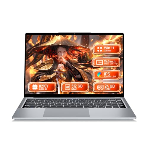 Portátil NIKOTSIS Ordenador Portátil 15.6" PC Portatil Core i5-8210Y (hasta 3.6GHz), 24GB RAM 512G