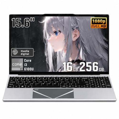 Portátil MOREPC Ordenador Portátil 15,6 Pulgadas,Membrana de Teclado Español,Windows 11 Pro,16GB