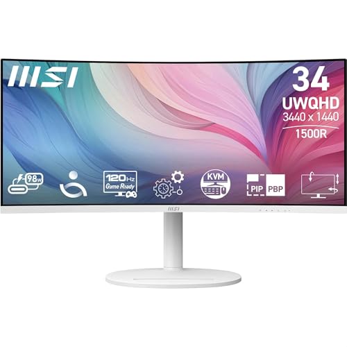 Monitor MSI Modern MD342CQPW Monitor Curvo de 34" UWQHD 1500R, Panel VA 3440 x 1440, 21:9, K