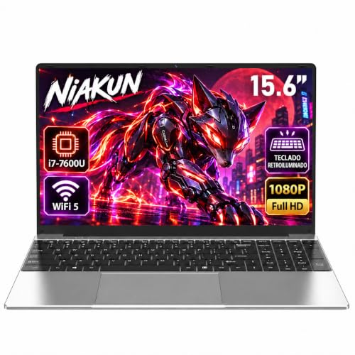 Portátil NIAKUN Ordenador Gaming Pc Portátil 15,6 pulgadas i7 7600U, 16GB RAM SSD 512GB
